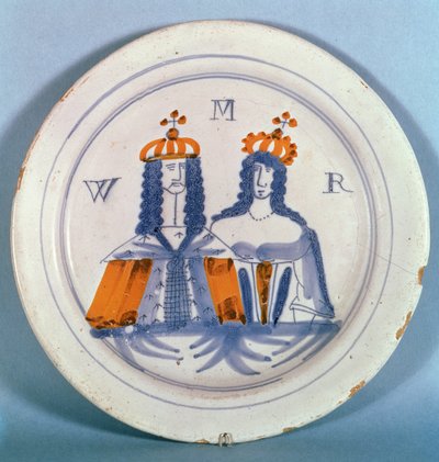 Tin-glazed earthenware plate, Lambeth, c.1689 by English School